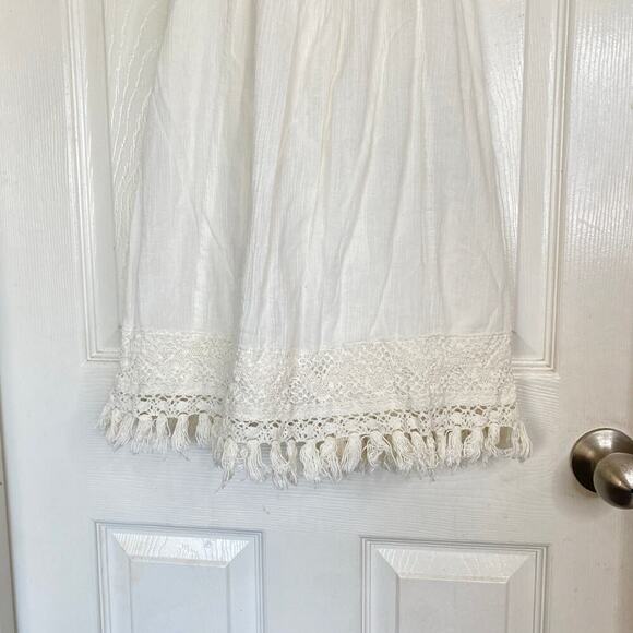 L SPACE Aloha Mini Dress Crochet Fringe Floral White Coverup Summer Size Medium - Picture 6 of 8
